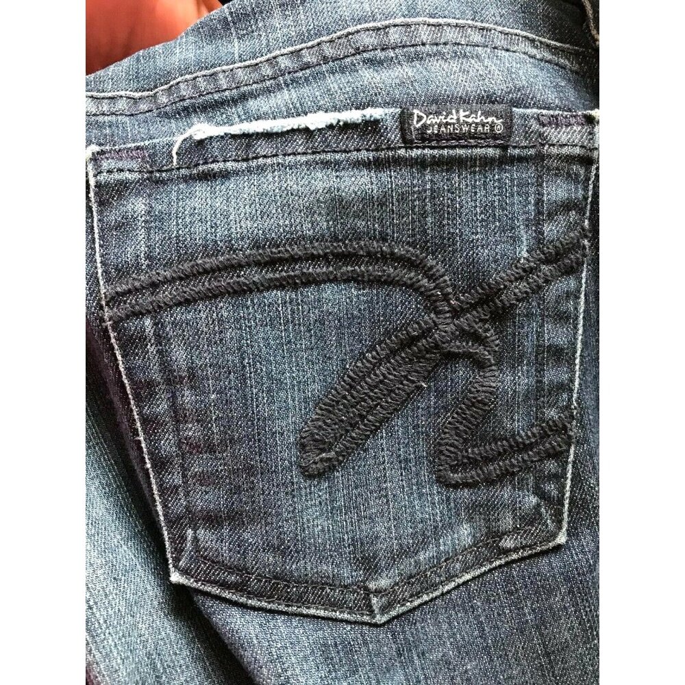 David Kahn Jeans Women's Bootcut Size 27 Dark Wash Blue Distressed Denim - Picture 4 of 11